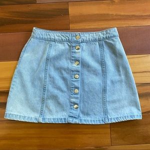 H&M Divided Light Wash Denim Mini Skirt Button Front - 10
